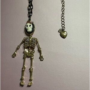 Authentic Betsey Johnson moveable skeleton necklace. HTF. EUC.
